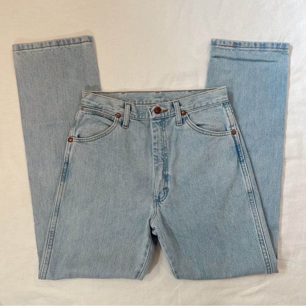 Vintage Wrangler Light Wash Straight Leg High Rise Jeans - Picture 1 of 8
